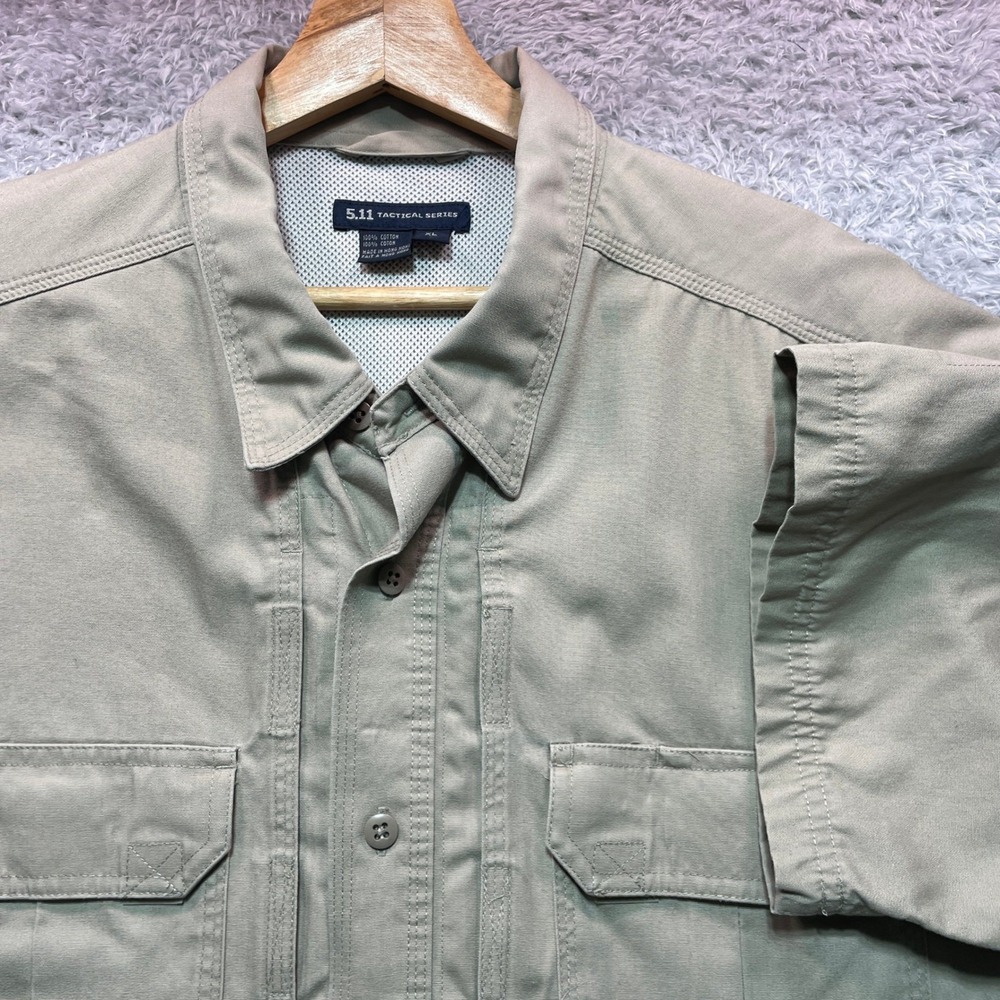 5.11 Tactical Series Mens XL Khaki Tan Short Sleeve Cotton Canvas Shirt